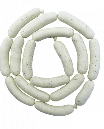 Partygirlande und textile Würstchenkette Aufschnitts Weißwurstkette als Halsschmuck getragen oder als Partygirlande überm Buffetttisch drapiert, ist garantiert ein Hingucker und ein Muss für jedes Wiesenfest. Unser dekoratives Exemplar besteht aus acht appetitlich verketteten Einzelwürsten. Das Oberflächenmaterial ist cremefarbenes Lycra, welches handbesprenkelt wurde. Füllwatte verleiht der Weißwurstgirlande ihren knackigen Griff. Die Wurstenden sind mit einer Kunstfaserschnur handversiegelt.