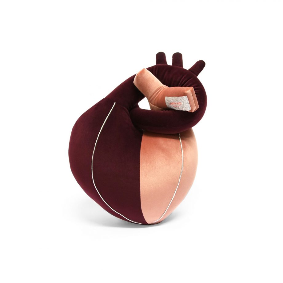 Organ Herz Kissen Polster Herzkissen weinrot-silber